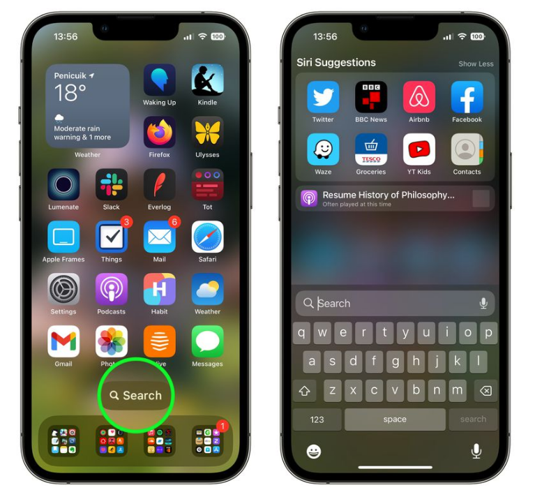 鲁甸苹果手机维修分享升级到 iOS 16 后，如何删除主屏幕上的搜索按钮 