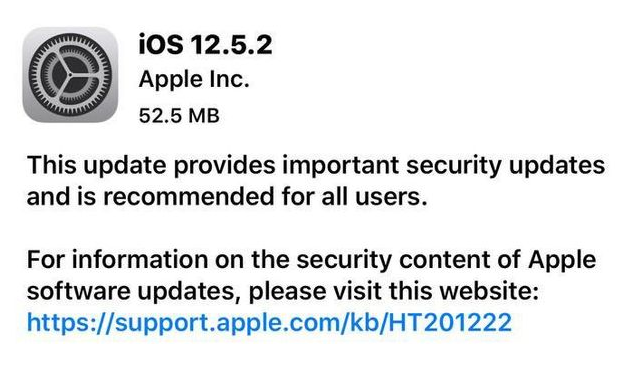鲁甸苹果手机维修分享iOS12.5.2发布，建议所有老苹果用户安装 